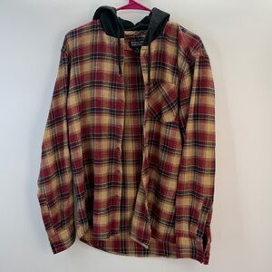 Rudolph Sportswear Hooded Flannel Shirt L Red Plaid